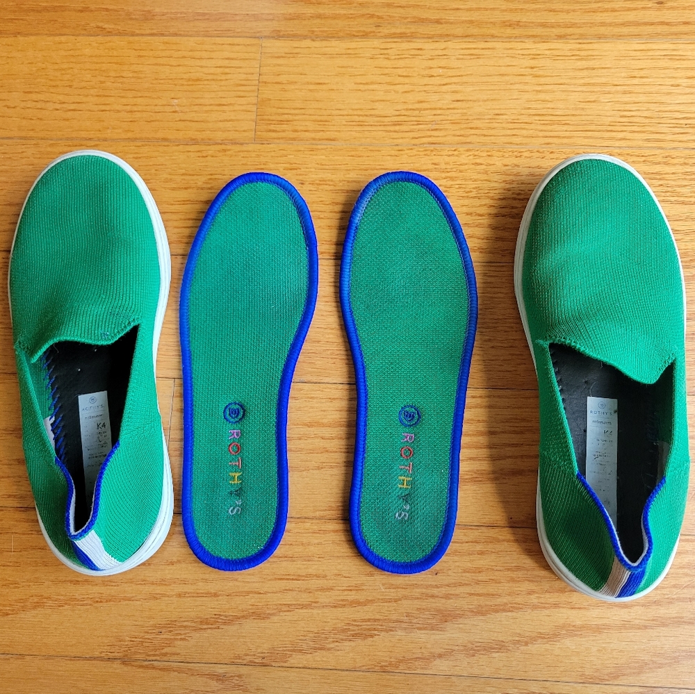 Rothy’s jelly green kids slip on shoes